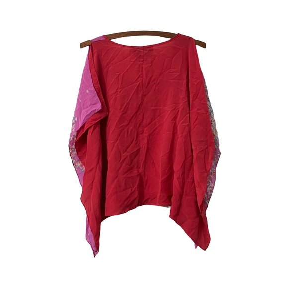 Creative Commune Womens Pink Floral Split Sleeve Bohemian Silk Blouse Size XS - Picture 5 of 5